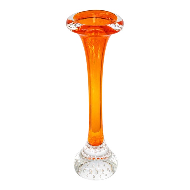 1960s Swedish Åseda Glasbruk Orange Art Glass Bud Vase, Attributed to Bo Borgström For Sale