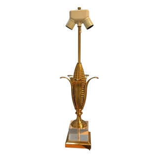 Brass Corn Lamp attributed Maison Charles, 1960s For Sale