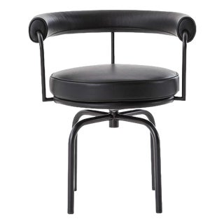Black Leather LC7 Chair by Charlotte Perriand for Cassina For Sale