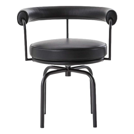 Black Leather LC7 Chair by Charlotte Perriand for Cassina For Sale