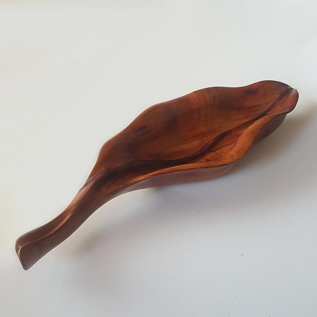 Mid-Century Modern Leaf Bowl in Olive Wood from Atelier Falfer, 1950s For Sale - Image 3 of 11