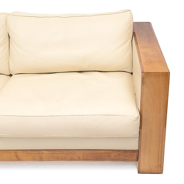 Hugues Chevalier Sofa. "Charleston" Model. Solid wood frame. Upholstered in supple lambskin. All cushions have removable...