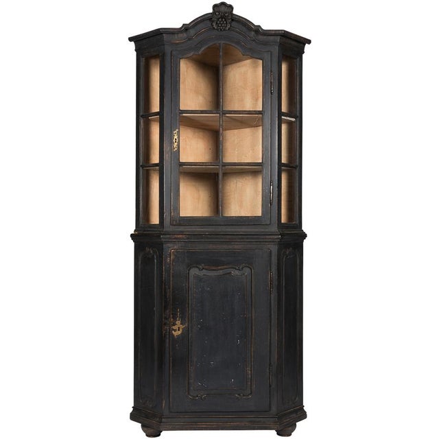 Small Black Painted Rococo Corner Cabinet Chairish