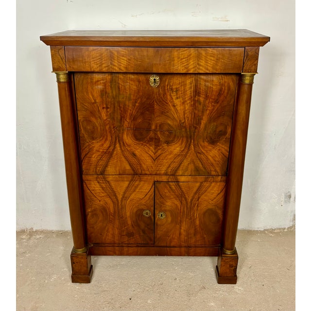 Large French Empire Walnut Secretaire, 1920 For Sale - Image 11 of 18
