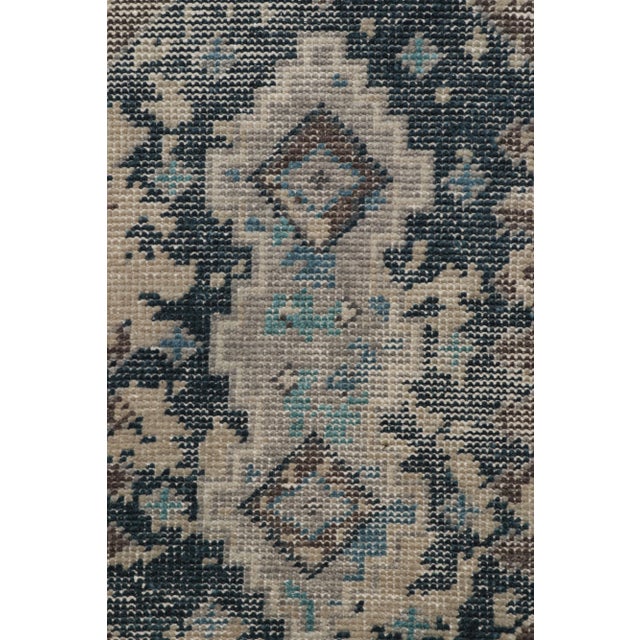 2010s Rug & Kilim’s Abstract Scatter Rug With Blue-Brown Patterns For Sale - Image 5 of 7
