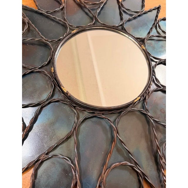 Metal Mid 20th Century French Sunburst Brutalist Mirror in the Style of Line Vautrin For Sale - Image 7 of 11