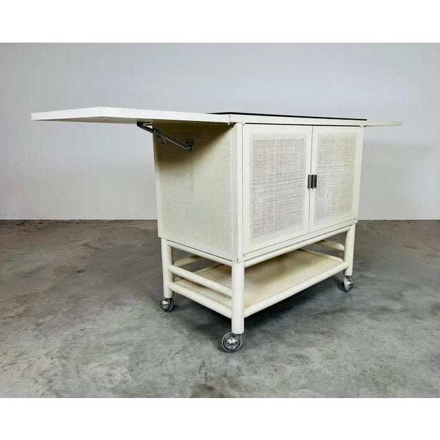 Founders Furniture Company Mid-Century Drop-Leaf Buffet Server, White Lacquer, Cane Front For Sale - Image 4 of 11