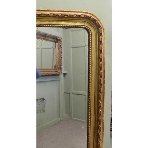 Glass Large Antique French Louis Philippe Gilt Mirror, 1800s For Sale - Image 7 of 8