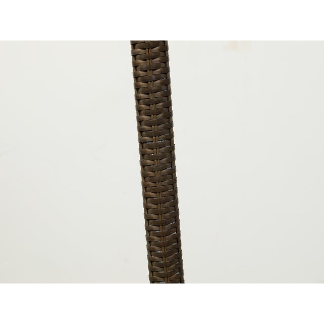 Mid 20th Century Mid 20th Century English Woven Basket Single Light Floor Lamp on Circular Base For Sale - Image 5 of 7