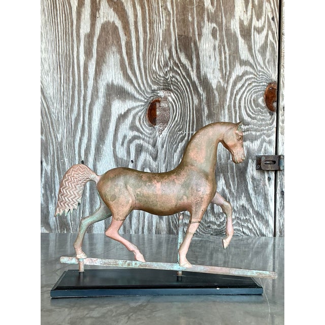 Vintage Boho Patinated Copper Horse Weathervane For Sale In West Palm - Image 6 of 10