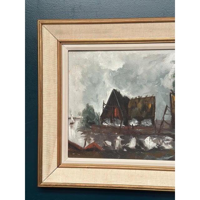 Jeams, Cabin by the Water, 1960s, Oil Painting on Panel, Framed For Sale - Image 15 of 18