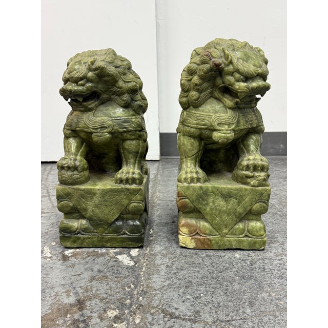 Chinese Jade Guardian Lions, Pair For Sale - Image 4 of 12