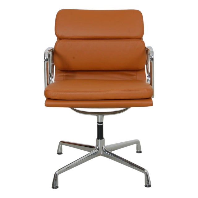 EA-208 Chair in Cognac Nevada Anilin Leather by Charles and Ray Eames, 2000s For Sale