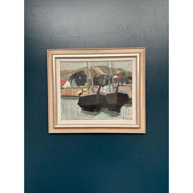 Carl Berndtsson, Fishing Boats in the Harbour, 1950s, Oil on Canvas, Framed For Sale - Image 7 of 11