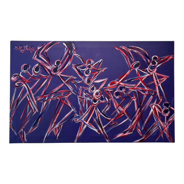 1990s Molly J Schiff Abstracted Figures Dance Painting Hubbard Street Dancers For Sale