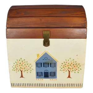 Vintage Handmade Hand Painted Solid Wood Dome Top Chest