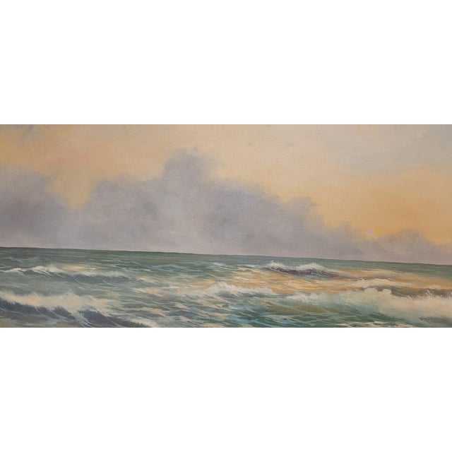 Large Seascape 1950s Oil Painting Signed For Sale - Image 11 of 18
