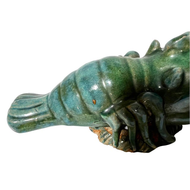 Vintage Shiwan Blue and Green Crayfish Wall Pocket For Sale - Image 11 of 12