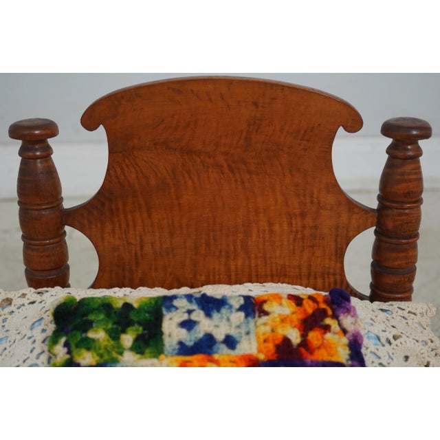 Antique Tiger Maple 3 Piece Doll Size Country Bed & Furniture For Sale - Image 4 of 12