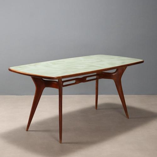 Brown Vintage Dining Table in Beech and Glass, Italy, 1950s-1960s For Sale - Image 8 of 8