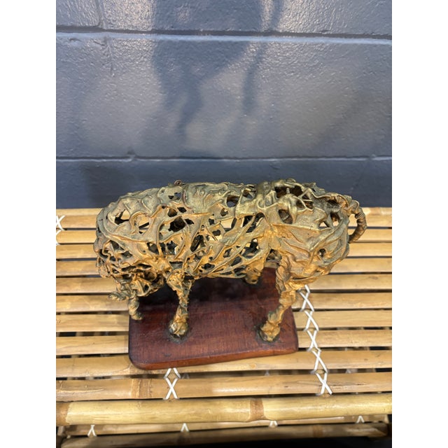 Mid-Century Modern Mid-Century Spanish Brutalist Bull Sculpture, Attributed to Manuel Revelles For Sale - Image 3 of 6