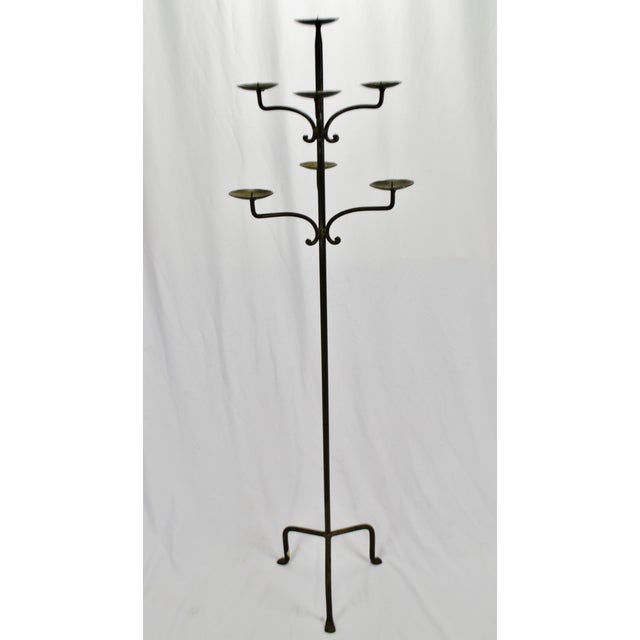 Vintage Wrought Iron 7 Light Floor Candle Stand