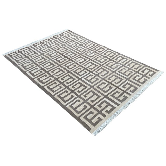 Mid-Century Modern Not Yet Made - Made To Order Handmade Cotton Natural Vegetable Dyed Beige and Brown Geometric Pattern Rug - 10'x14' For Sale - Image 3 of 11