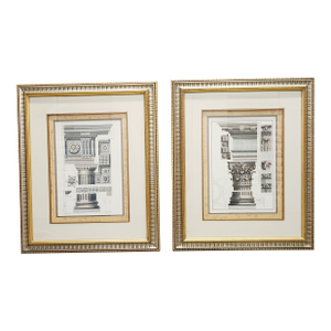Corinthian Architectural Colorized Prints - A Pair