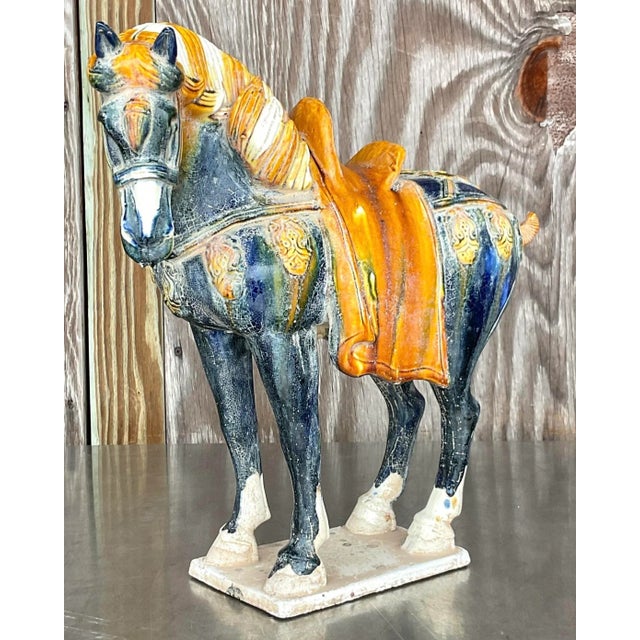 Vintage Asian Glazed Ceramic Tang Horse For Sale In West Palm - Image 6 of 7