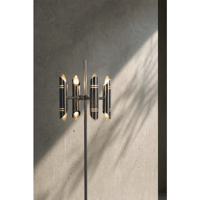 Mid-Century Italian Modern Space Age Chrome Floor Lamp, 1960s For Sale - Image 4 of 15