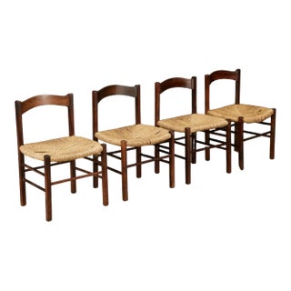 Rustic French Mid-Century Modern Dining Chairs, Style of Charlotte Perriand For Sale