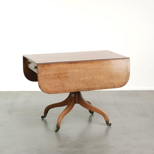 19th Century Antique English Drop-Leaf Side Table with Brass Details For Sale - Image 15 of 15