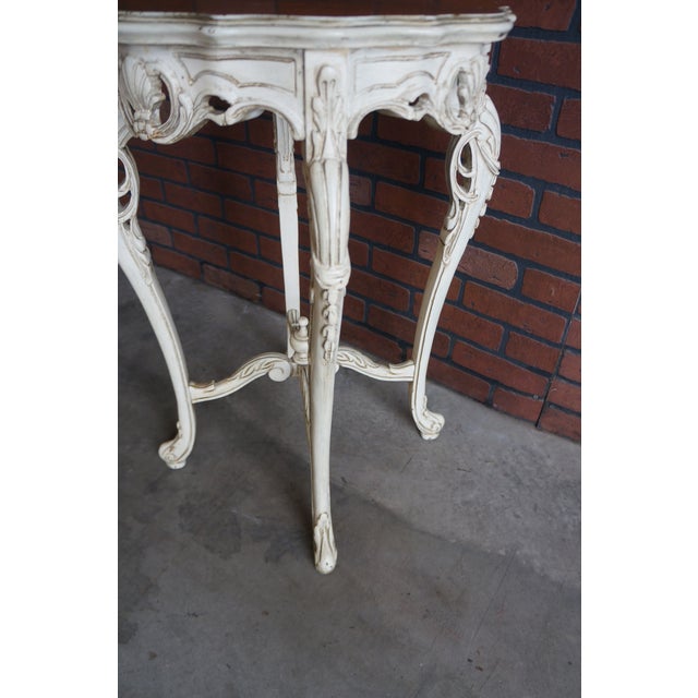 Antique French Carved Inlayed End Table For Sale - Image 6 of 7