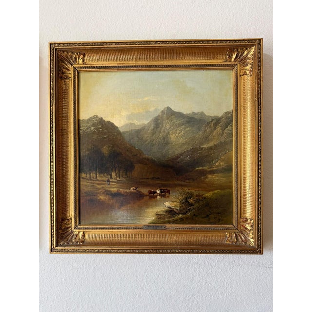 James Poole, Pair of Mountain Lake Landscapes, 1800s, Oil on Canvas, Framed For Sale - Image 3 of 11