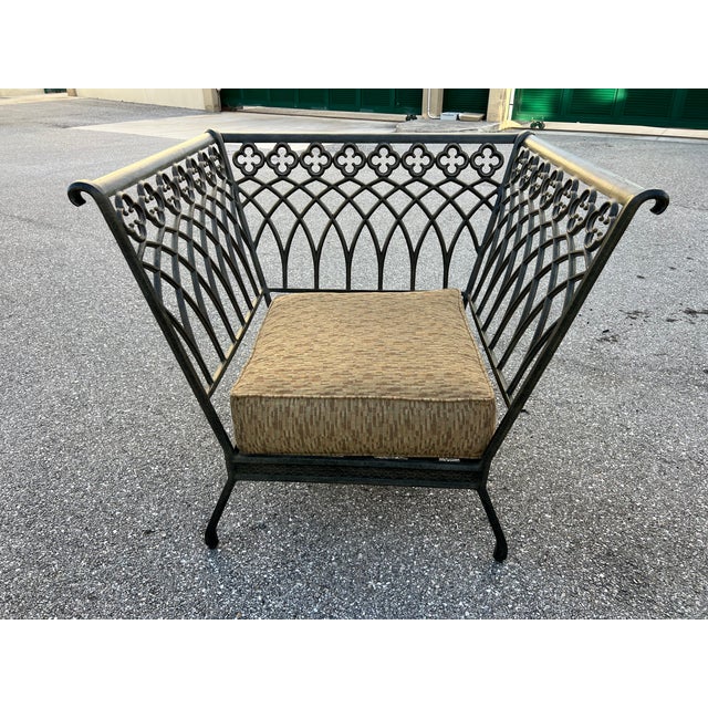 Bronze Charming Wrought Iron Patio Settee and Chair Style 2 Pieces For Sale - Image 8 of 18