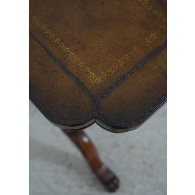 Leather Wrapped Inlaid Mahogany Games Table For Sale - Image 13 of 18