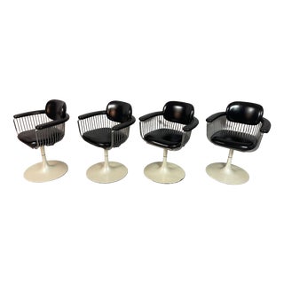Vintage Swivel Dining Chairs attributed to Rudi Verelst for Novalux, Belgium, 1970s, Set of 4 For Sale