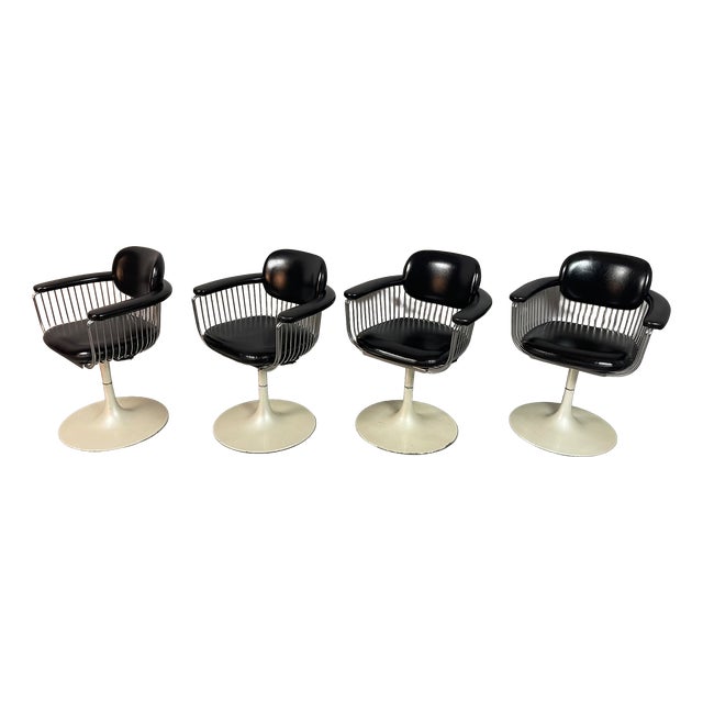 Vintage Swivel Dining Chairs attributed to Rudi Verelst for Novalux, Belgium, 1970s, Set of 4 For Sale