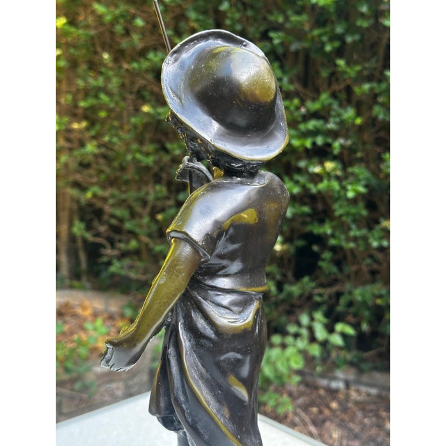 Hippolyte François Moreau, Young Fisherman, 1900, Bronze with Green Patina For Sale - Image 6 of 18