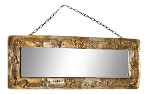 1950s Gilded Gold Chalk Medieval Revival Mirror