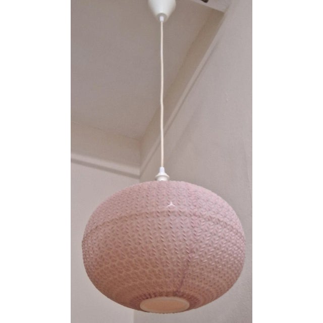 Vintage Pendant Lamp with Plastic Ball in Pink Fabric, 1970s For Sale - Image 6 of 7