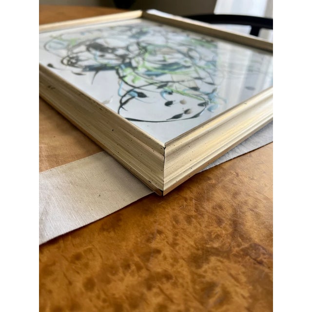 Sculpture Materials Framed Original Abstract Painting, Acrylic Mixed Media Art in Distressed Metallic Frame For Sale - Image 7 of 10