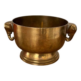 1970s Brass Bowl With Elephant Head Handles For Sale