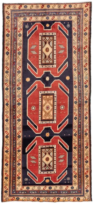 Vintage Persian Handmade Wool Runner Rug ,