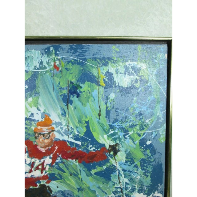 Mid-Century Modern 1969 Magnus Engstrom Painting Downhill Skier Mid Century Modern For Sale - Image 3 of 12