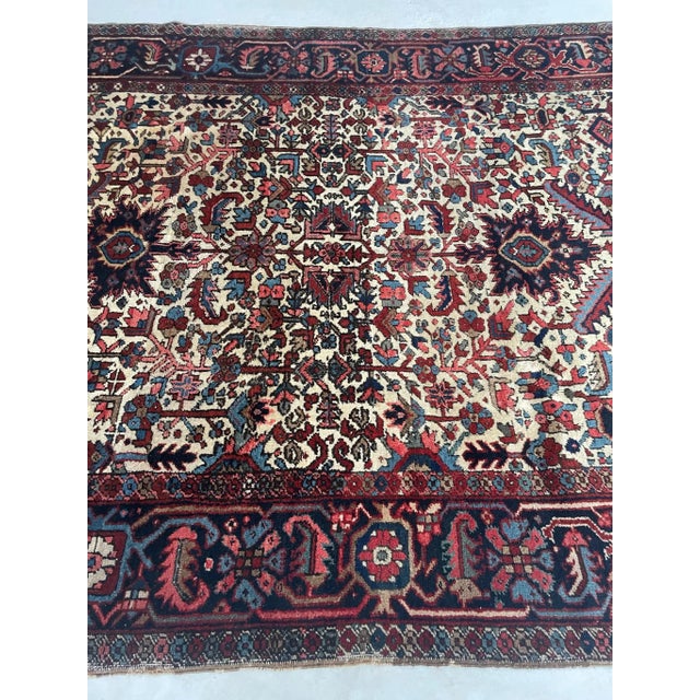 Traditional Blooming Jungle Heriz With Duel-finials Rug - 7.2 X 10.4 For Sale - Image 3 of 12