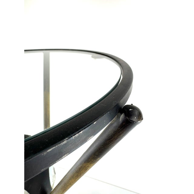 1960s Vintage Billiard Ball Tripod Glass Top Accent Table For Sale - Image 5 of 11