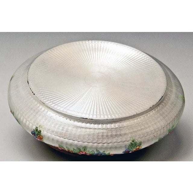 Metal Enamel Box Gilt Inside Painted Flowers Garlands Ladys Portrait, France, 1890s For Sale - Image 7 of 10