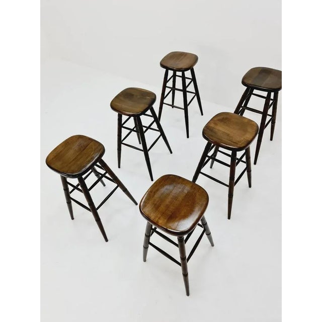 Mid-Century Modern German Bar Stool in Wood, 1950s For Sale - Image 5 of 11