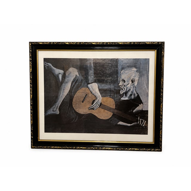 Pablo Picasso Pablo Picasso “The Old Guitarist” Framed Art Print in Black and Gold Frame For Sale - Image 4 of 5